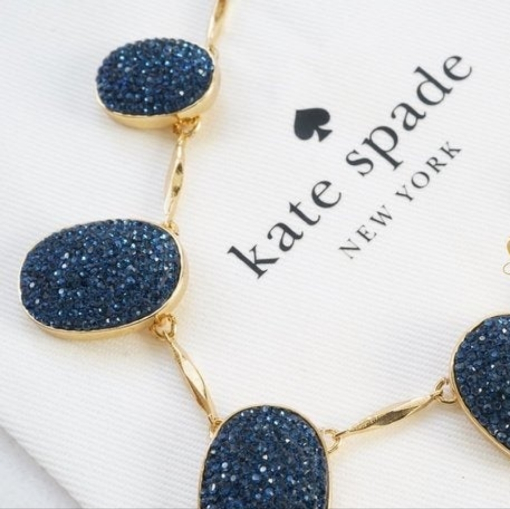 NWT Kate Spade Navy Sapphire Blue Pave the Way Statement Necklace - Picture 5 of 10